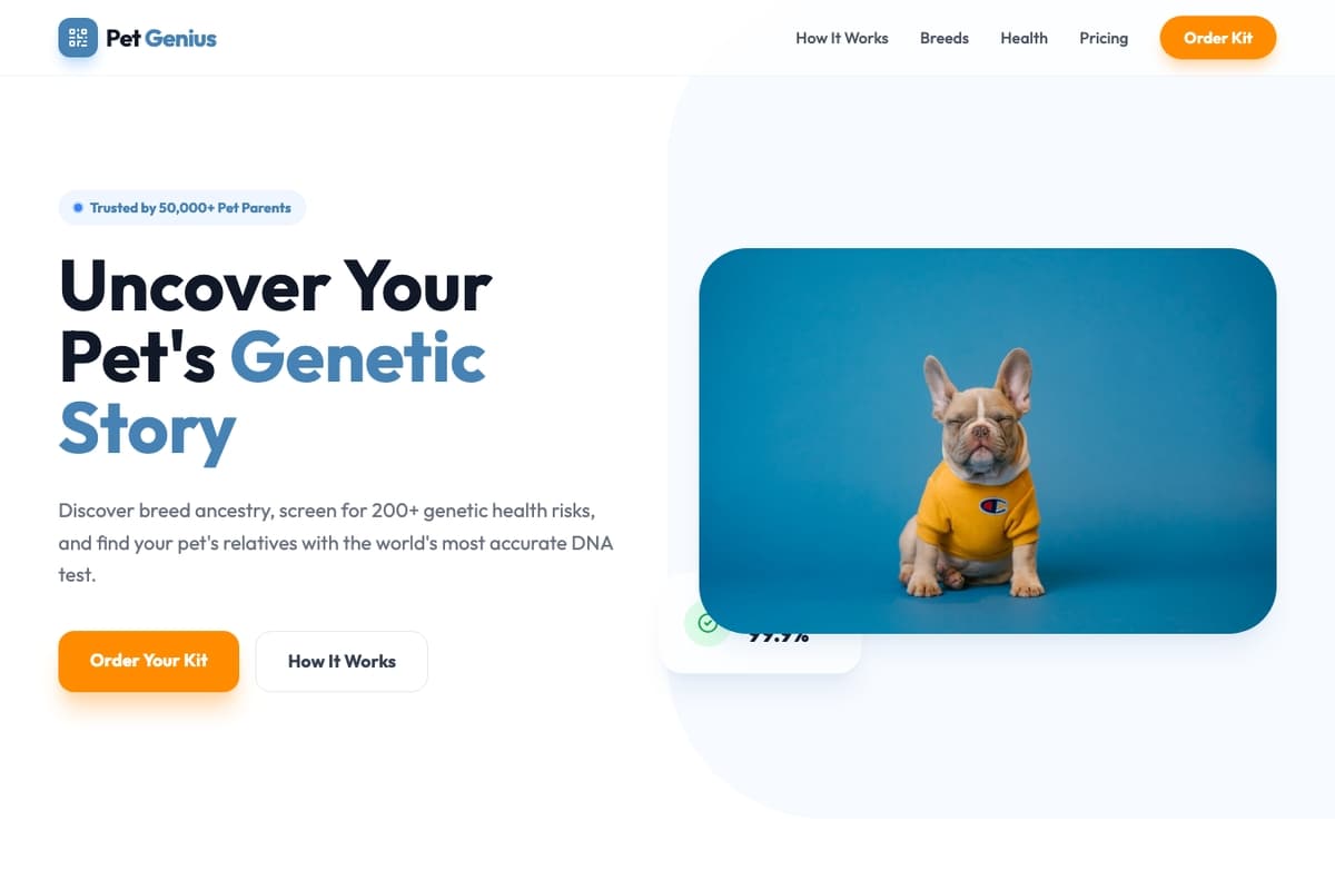 Genome Insight website template showing landing-page, pricing-table, testimonials