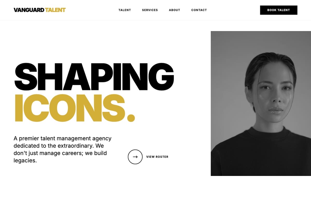 Shaping Icons website template showing portfolio-layout, showcase, testimonials