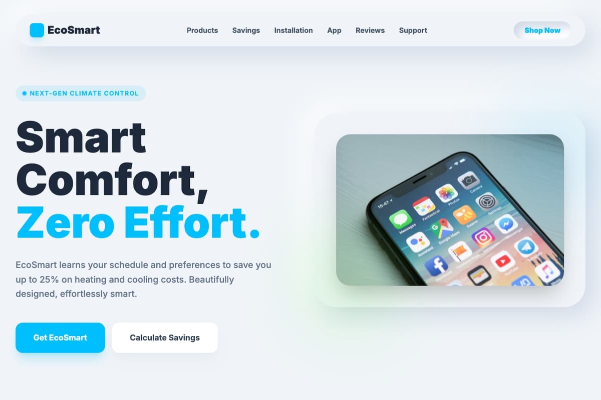 Thermo Zen website template showing landing-page, pricing-table, testimonials