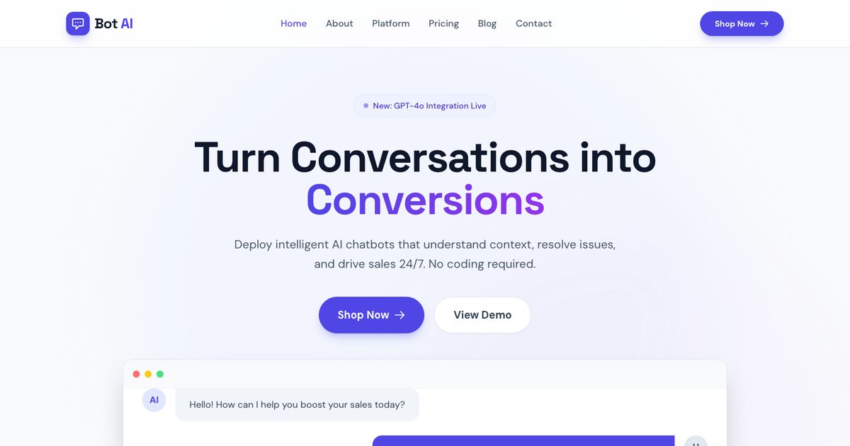 Ai Chatbot Platform - Free Tailwind Template