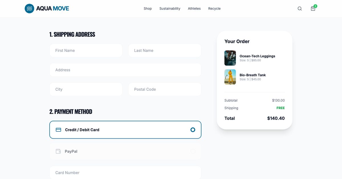 Aquamove Checkout - React Template