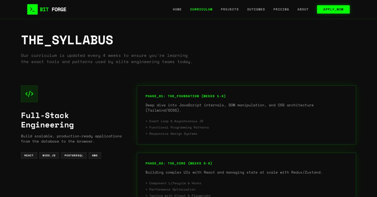 Cyber Forge Curriculum - Tailwind Template