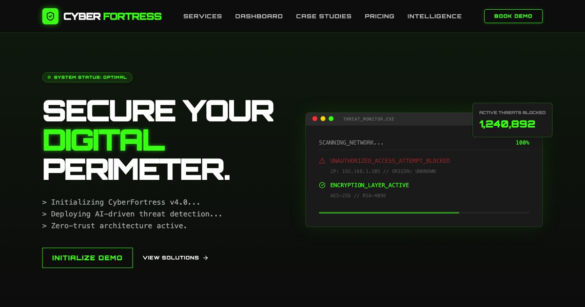 Cyber Fortress - Free Tailwind Template