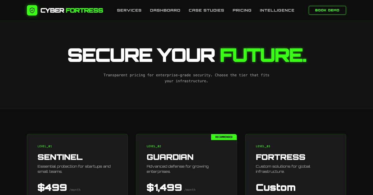 Cyber Fortress Pricing - Vue Template