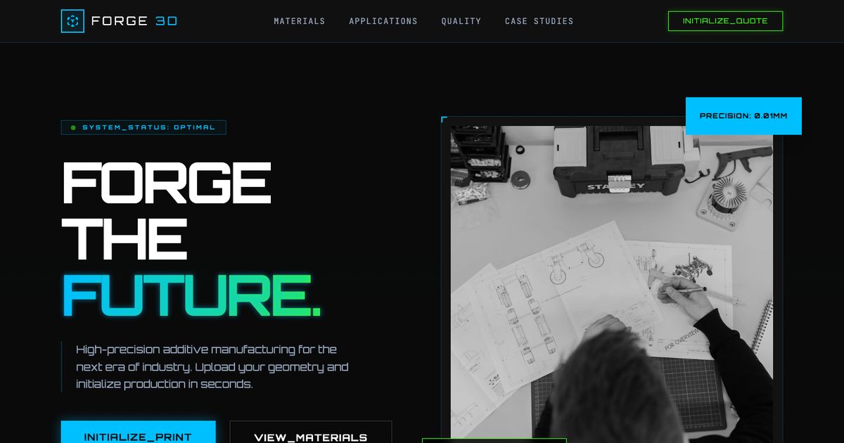 Forge 3D - Free Tailwind Template