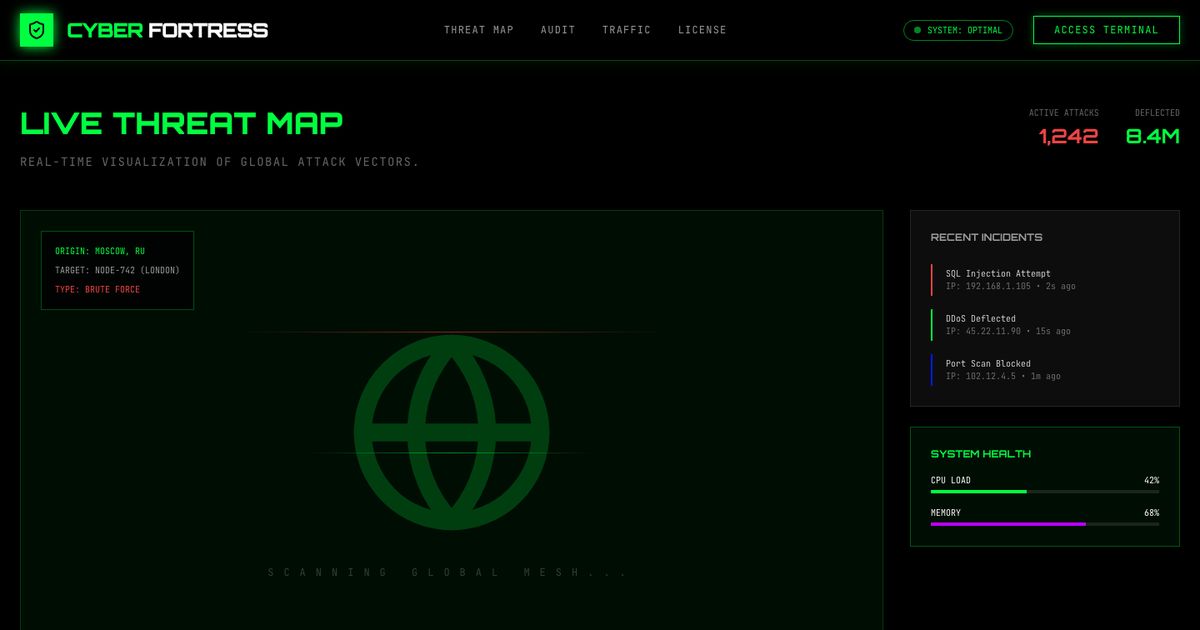Neural Defense Dashboard Threat Map