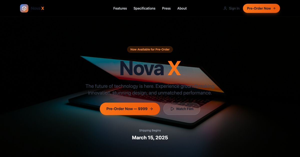 Nova Launch - Free Tailwind Template