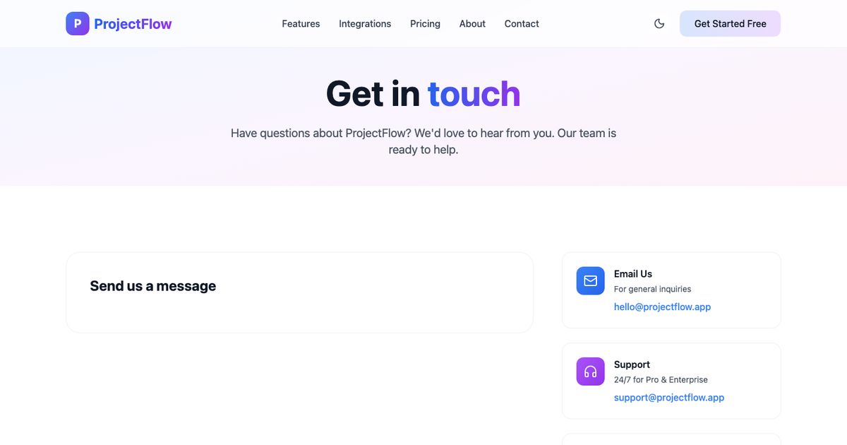 Projectflow Contact - Tailwind Template