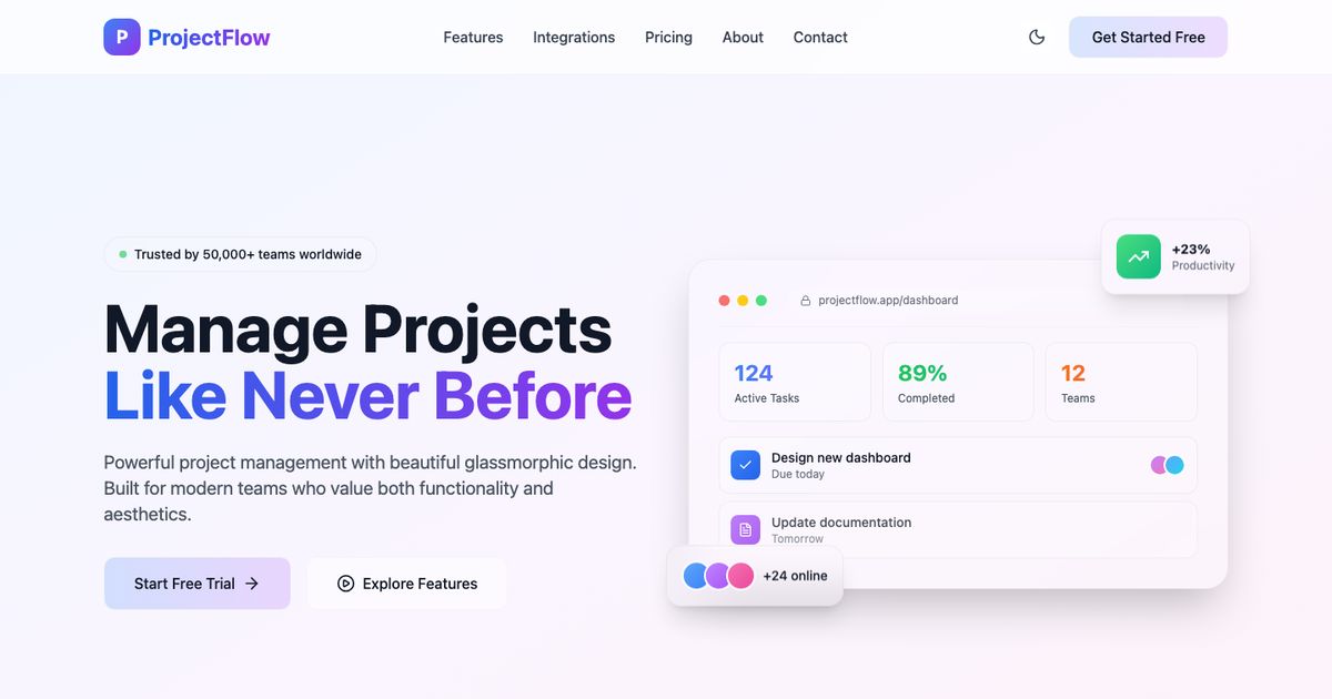 Projectflow - Free Tailwind Template