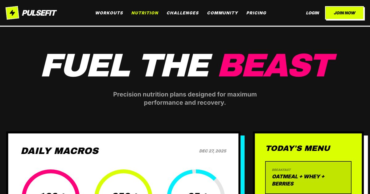Pulse Charge Nutrition - Tailwind Template