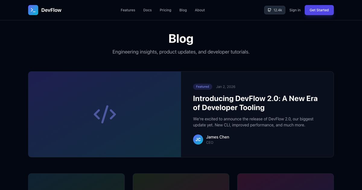 Quantum Devflow Blog - React Template