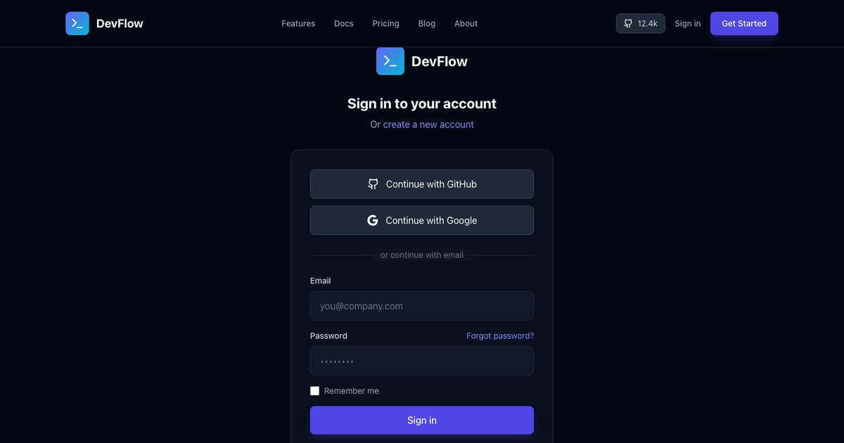 Quantum Devflow Login - Tailwind Template