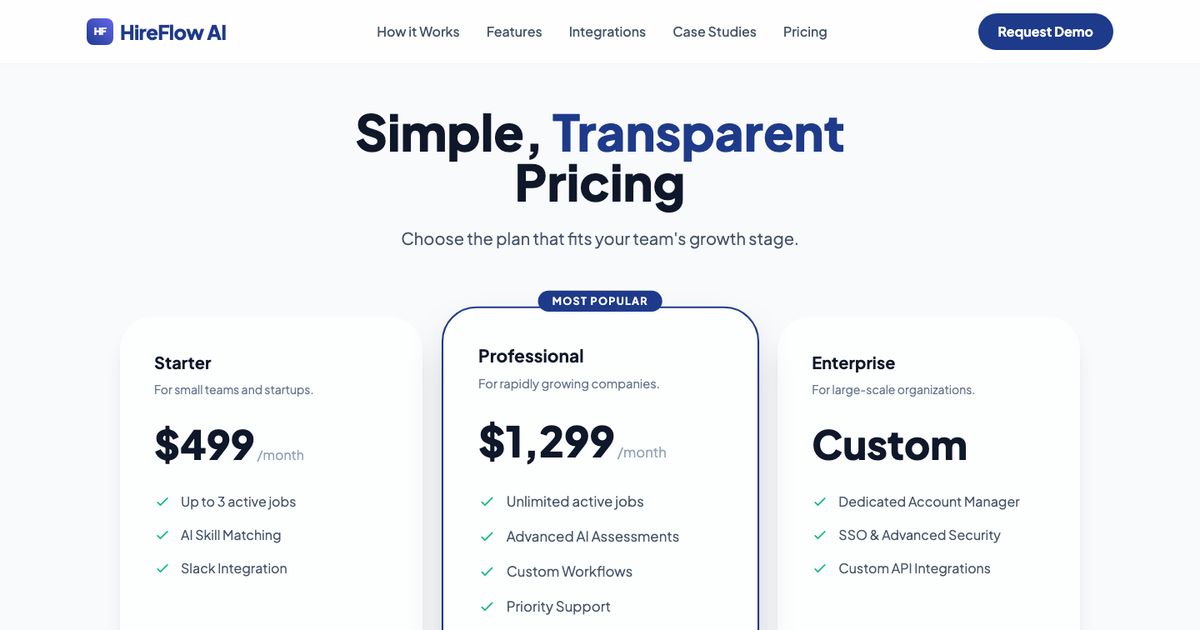 Talent Flow Pricing - Tailwind Template