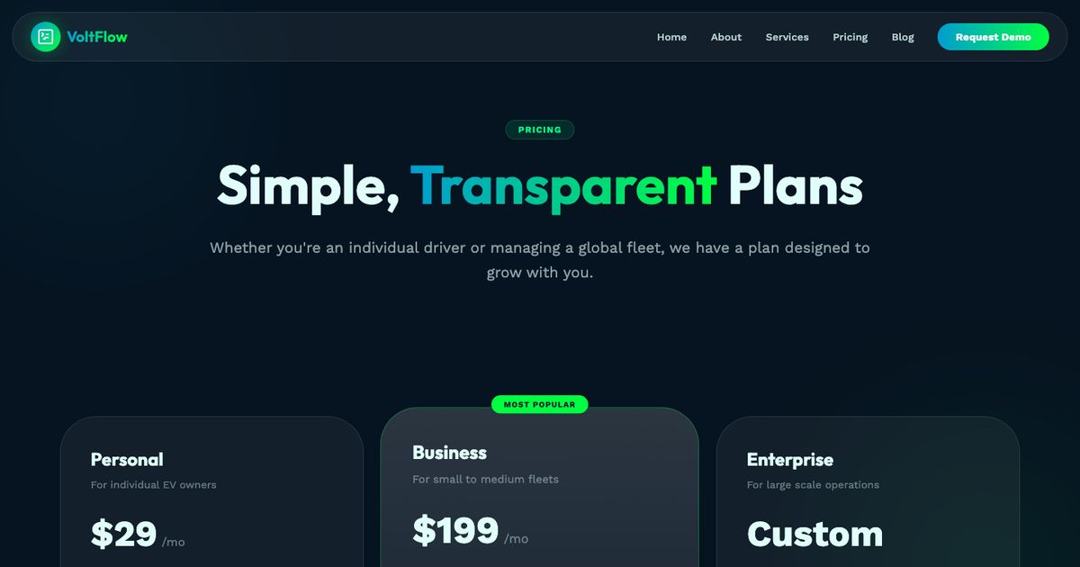 Volt Flow Pricing - Tailwind Template